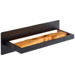 Brilliant Chaumont Wall Light Aluminium Metal Wood Black 8W 930lm - 830 Warm White