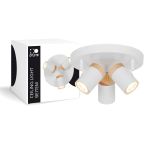 D'Lite Ceiling Light Beitem Metal Frosted White FSC Wood | Suitable For 3x GU10